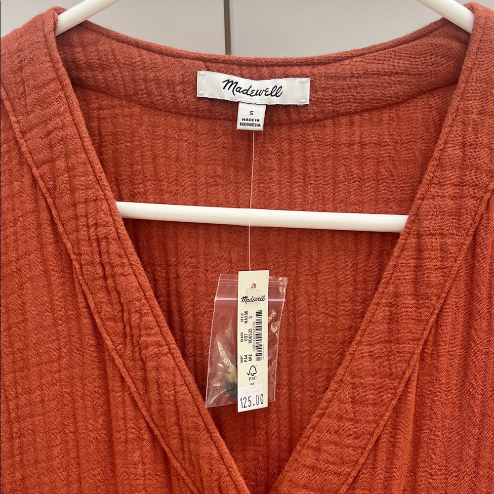 Rust Button-Down Jumpsuit - Picture 2 of 5